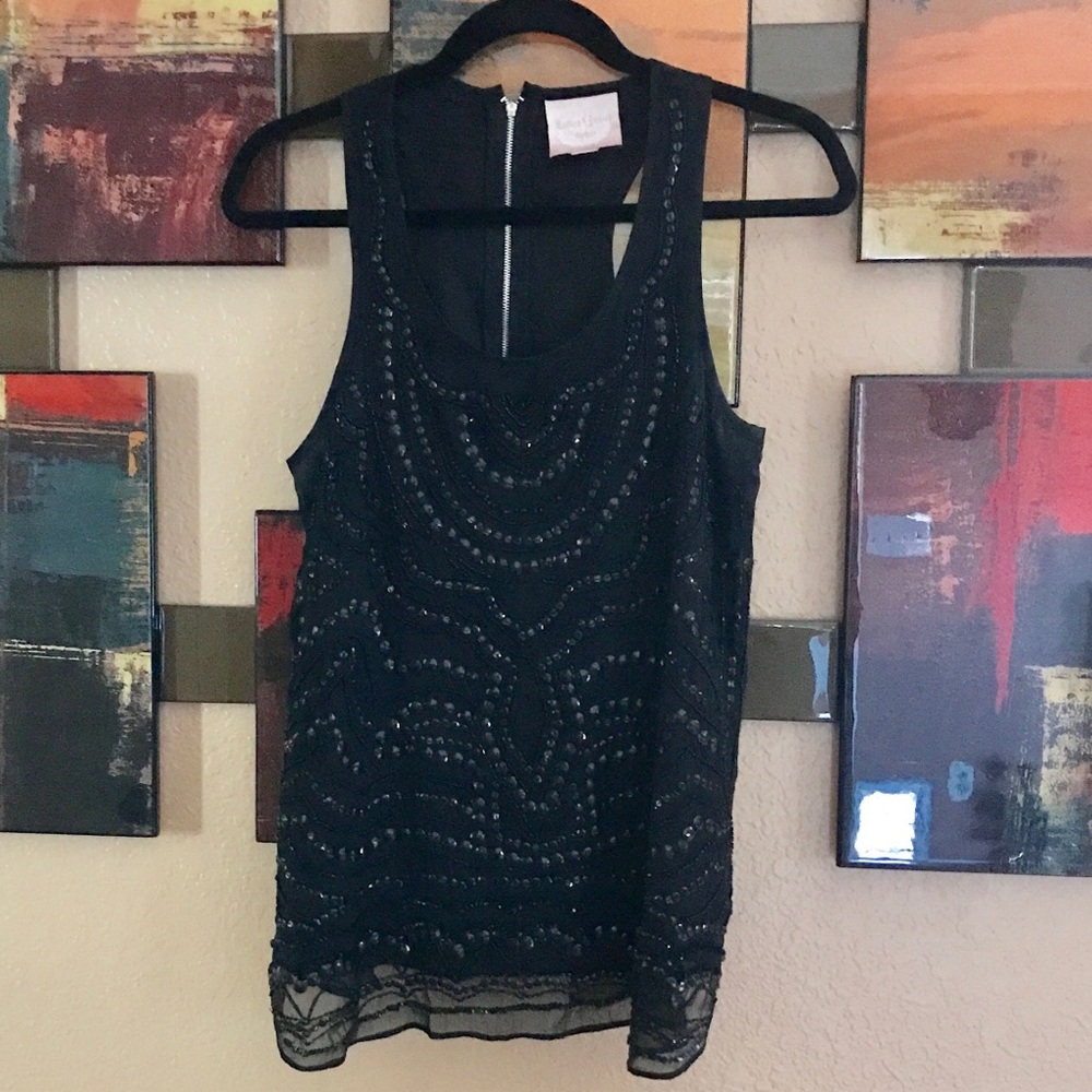 Romeo and Juliet Couture Black Beaded Top Size S